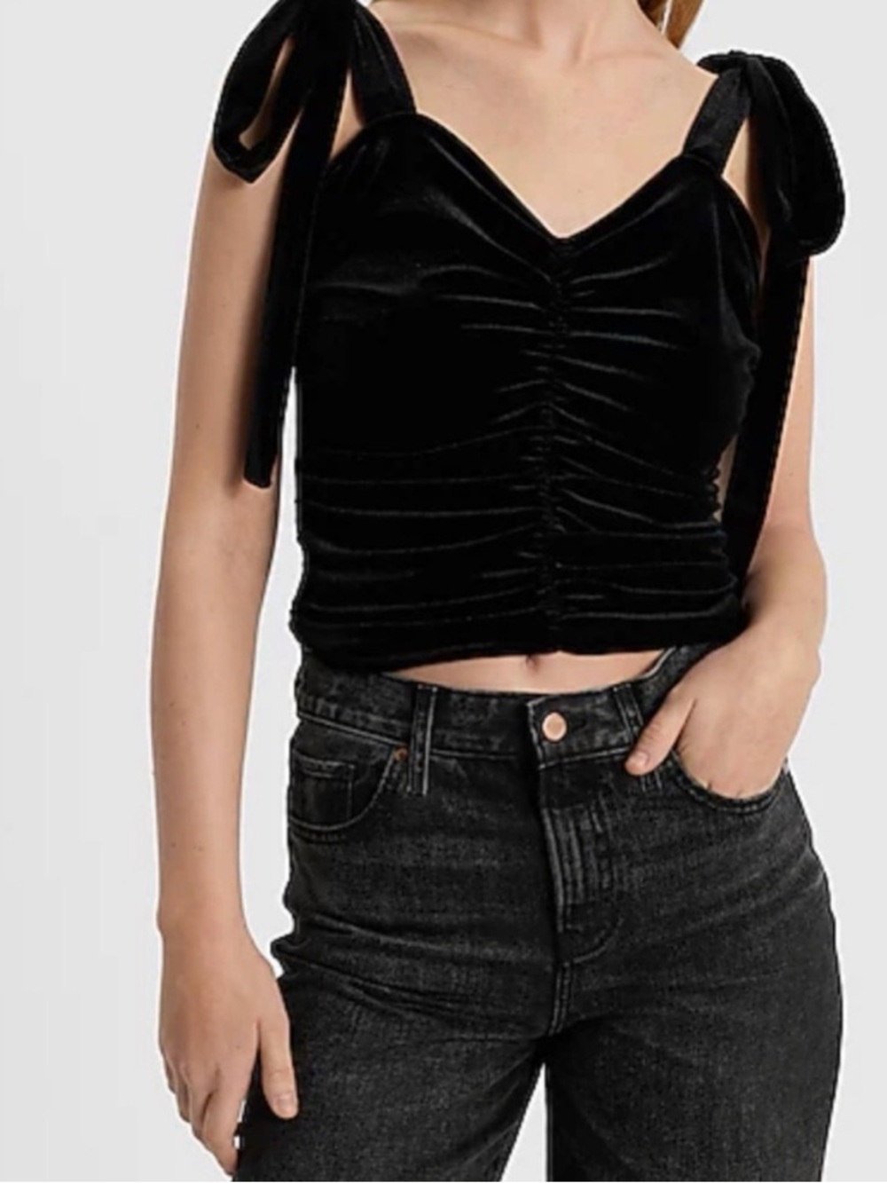 Express Velvet Tank - Medium, Velvet Tie Strap Ruched